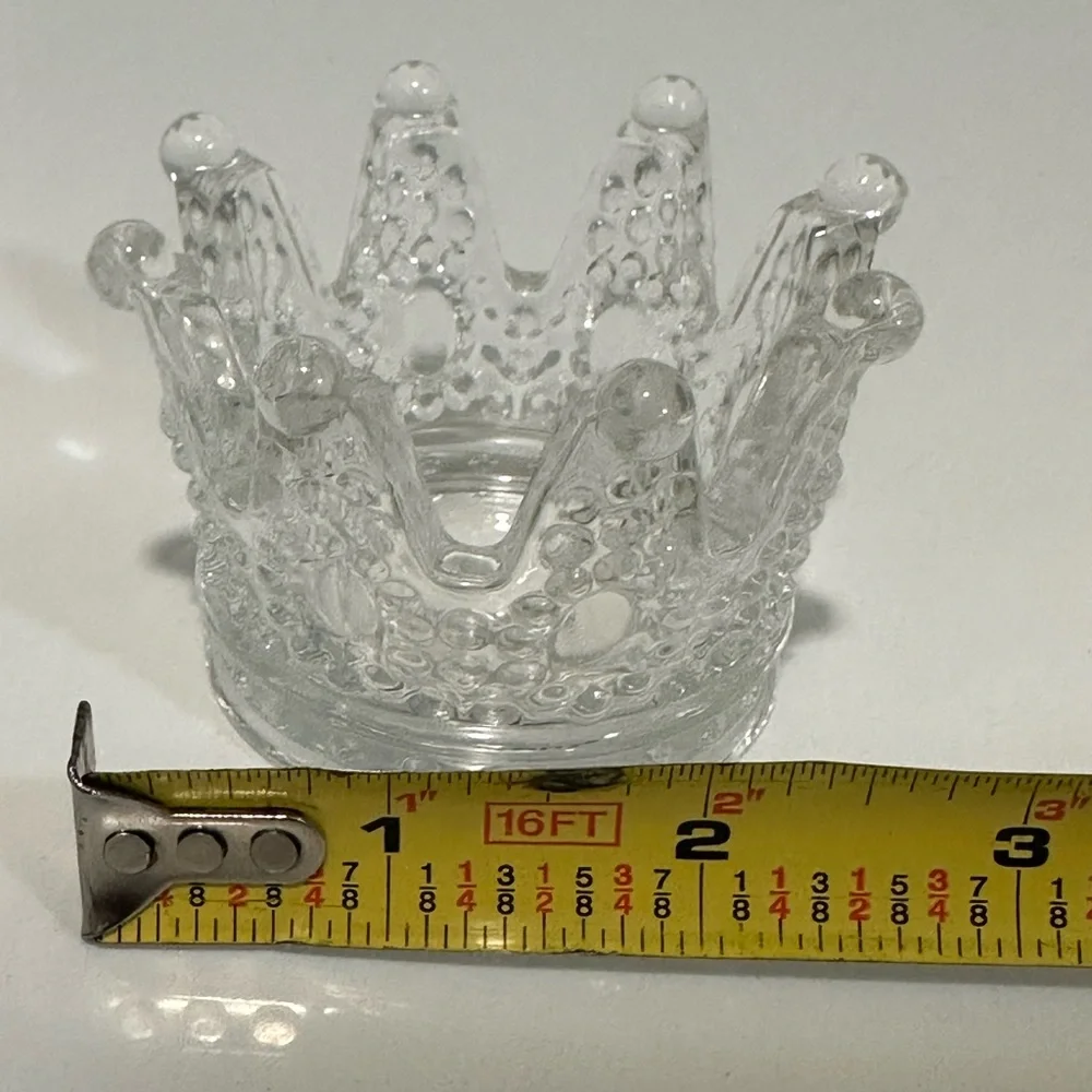 Crown Glass Crystal Tea Light Home Decor Studio Crystal Clear Cute 2